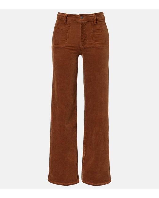 FRAME Brown Le Slim Palazzo Cotton Corduroy Wide-Leg Pants