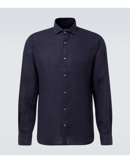 Camisa De Lino Thom Sweeney de hombre de color Blue