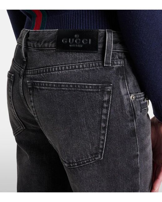 Gucci Black Horsebit Wide-Leg Jeans