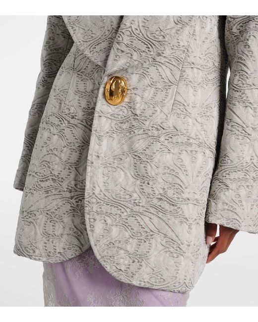 JACQUES WEI Brown Shearling-Trimmed Cotton Coat
