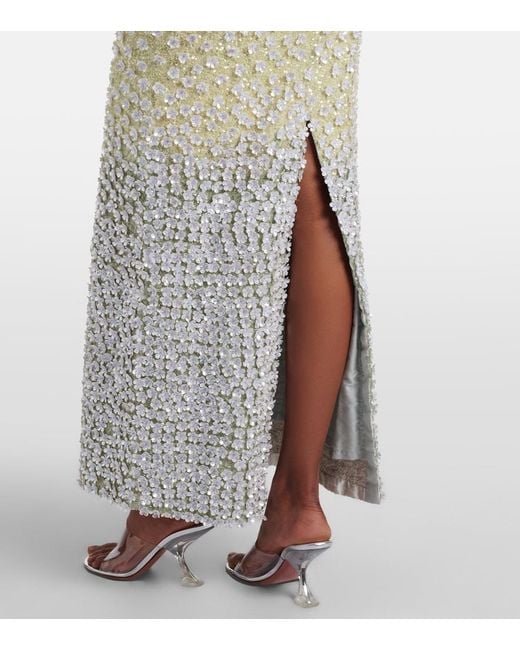La Fuori White Embellished Silk Bustier Dress