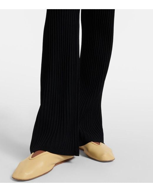 Max Mara Black Bello Ribbed-Knit Flared Pants