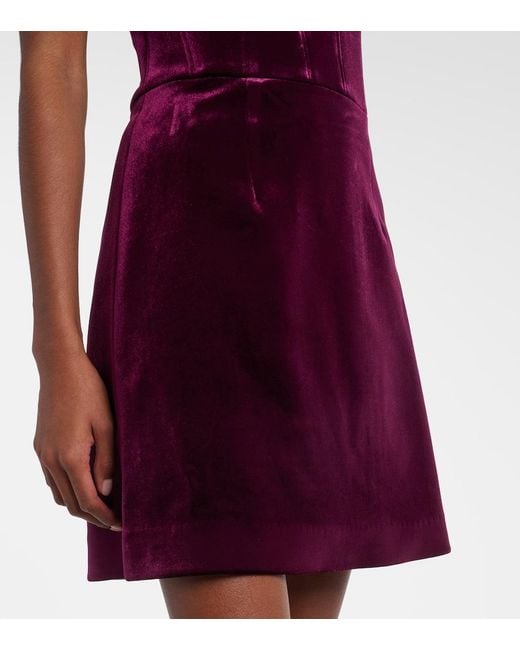 Rebecca Vallance Red Floral-Applique Velvet Minidress