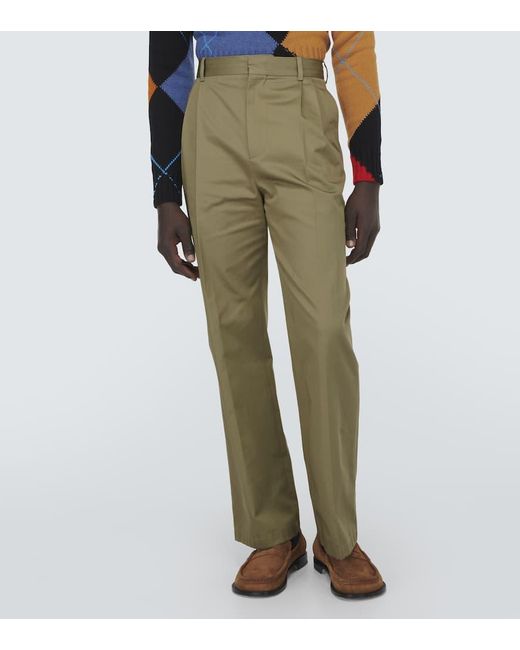 Pantalones anchos de algodon plisados Loewe de hombre de color Green