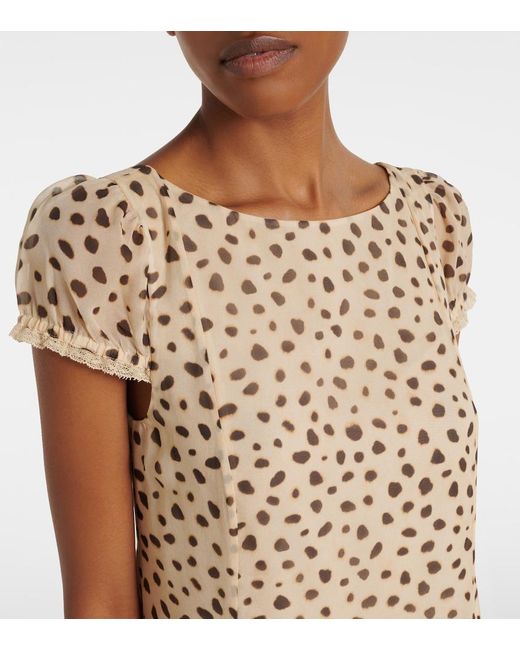 Posse Natural Priscilla Animal-Print Silk Minidress