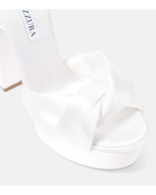 Aquazzura Women's White Bridal Olie 140 Satin Platform Sandals