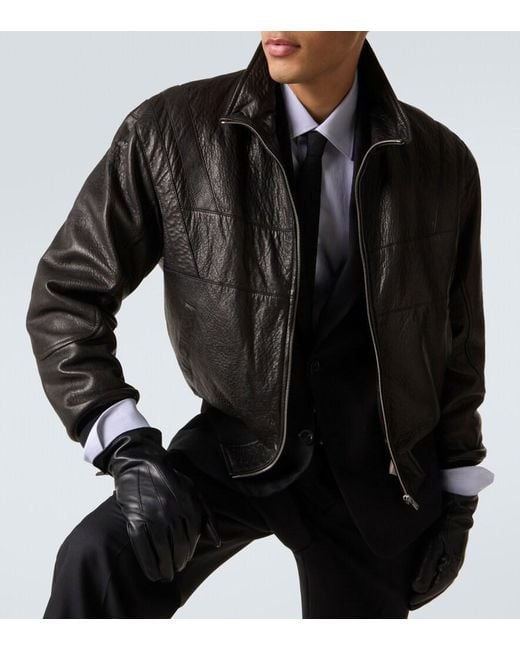 Saint Laurent Black Leather Bomber Jacket for men