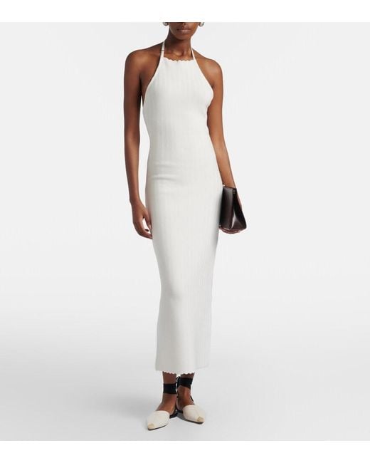 Jacquemus White Tablier Knitted Midi Dress