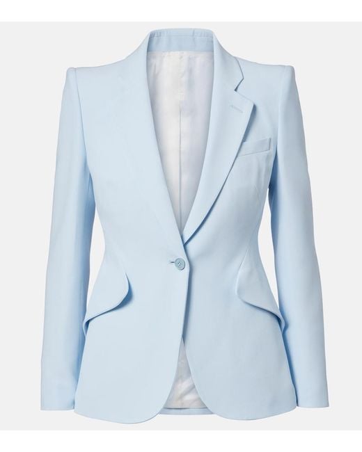 McQueen Blue Single-Breasted Blazer