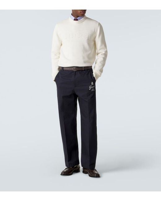 Gucci White Logo Cotton And Wool Sweater for men