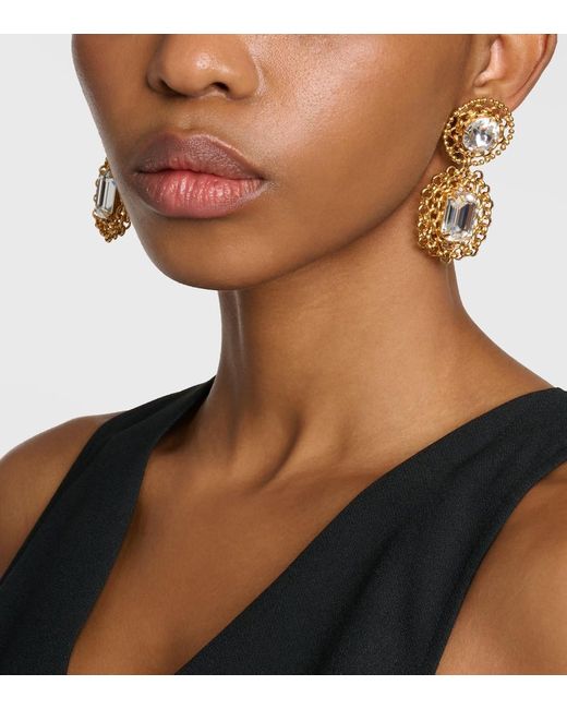 Jennifer Behr Metallic Jade Embellished Drop Earrings