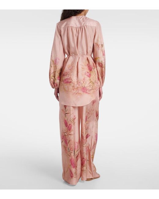 Zimmermann Pink Silk Cascadian Tunic Top