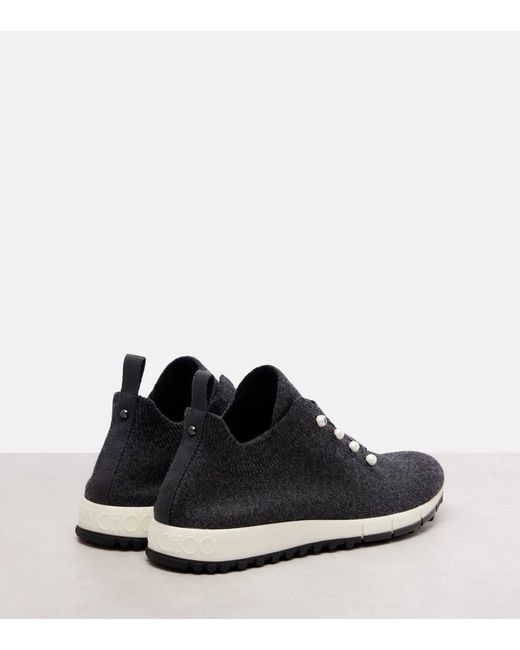 Jimmy Choo Blue Veles Embellished Cashmere Sneakers