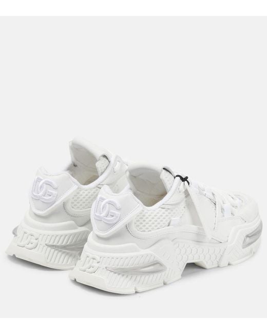 Dolce & Gabbana White 'Airmaster' Calf Leather Blend Sneakers