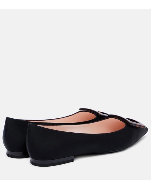 Roger Vivier Black Gommettine Grosgrain Ballet Flats