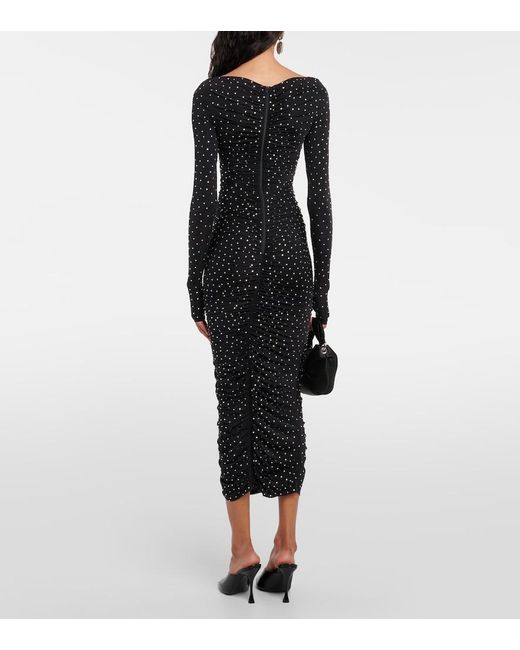 Alex Perry Black Crystal-Embellished Cutout Jersey Midi Dress