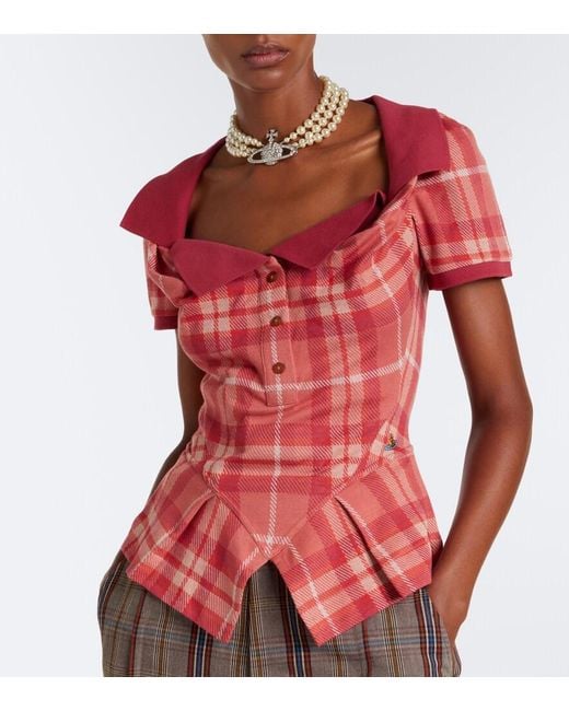 Vivienne Westwood Red Monday Tartan Cotton Top