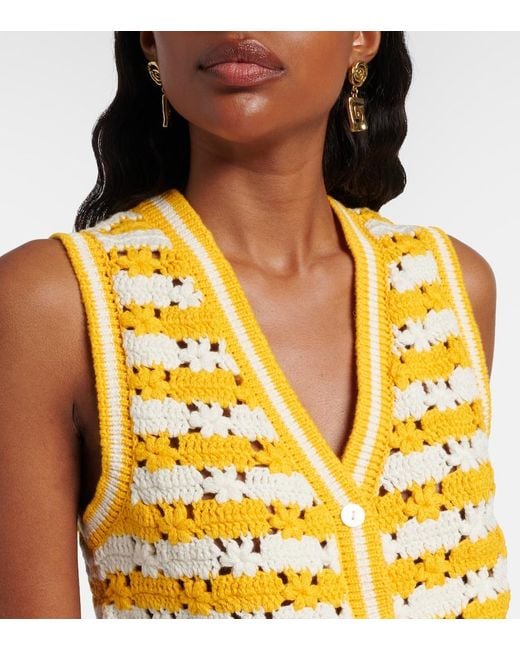 The Upside Yellow Goldie Watson Cotton Crochet Vest