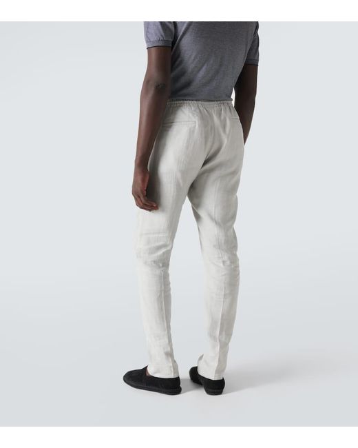 Pantaloni regular in lino di Kiton in Gray da Uomo