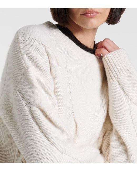 Lisa Yang White Sammie Cable-Knit Cashmere Sweater
