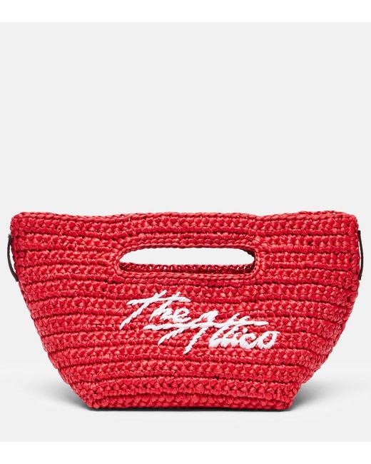 The Attico Red Via Dei Giardini 15 Raffia-Effect Tote Bag