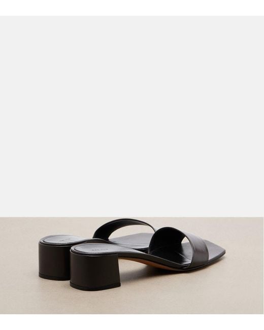 The Row Gray Chocolate Leather Mules