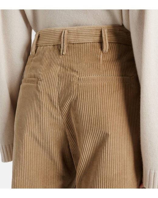 Brunello Cucinelli Natural High-Rise Cotton Cropped Pants