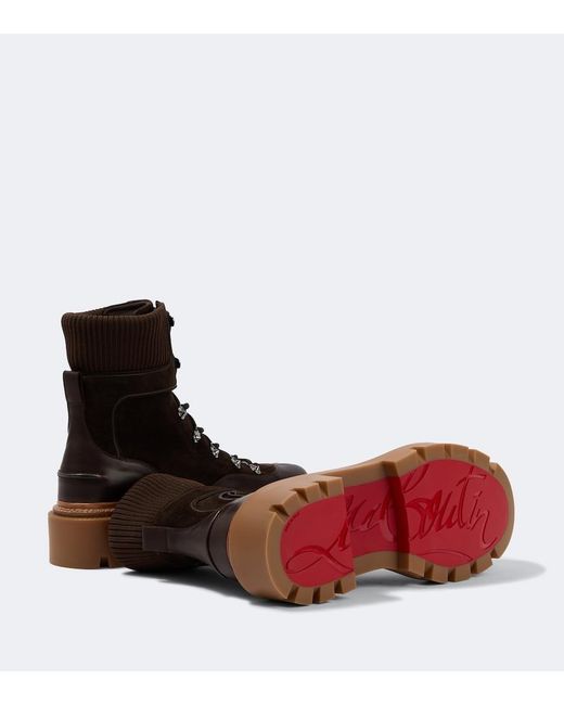 Christian Louboutin Brown Armandine College Leather Hiking Boots for men