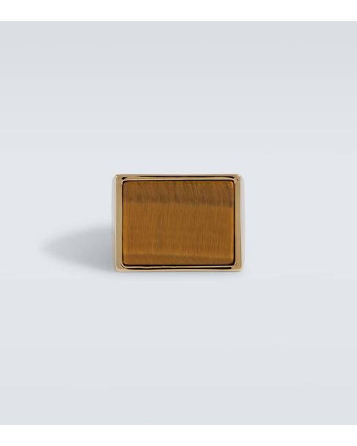 Anello Con Occhio Di Tigre di Dries Van Noten in White da Uomo