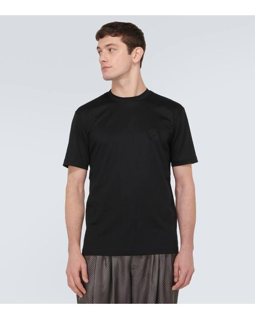 Camiseta en jersey de algodon Giorgio Armani de hombre de color Black