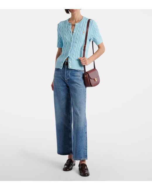 Polo Ralph Lauren Blue Cable-Knit Cotton Cardigan