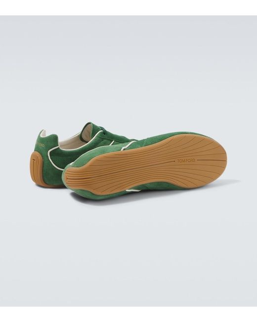 Tom Ford Green Aston Suede Sneakers for men