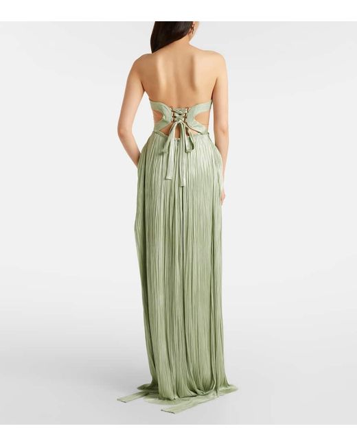 Maria Lucia Hohan Green Kamina Cutout Silk Tulle Bustier Gown