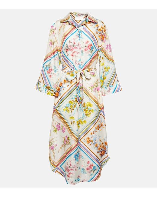 Zimmermann Metallic Halcyon Floral Silk Midi Dress