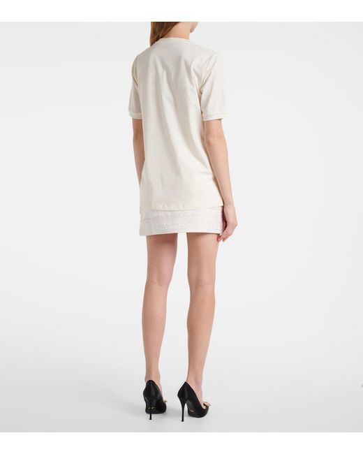 Nina Ricci White Bow-Detail Cotton Jersey T-Shirt