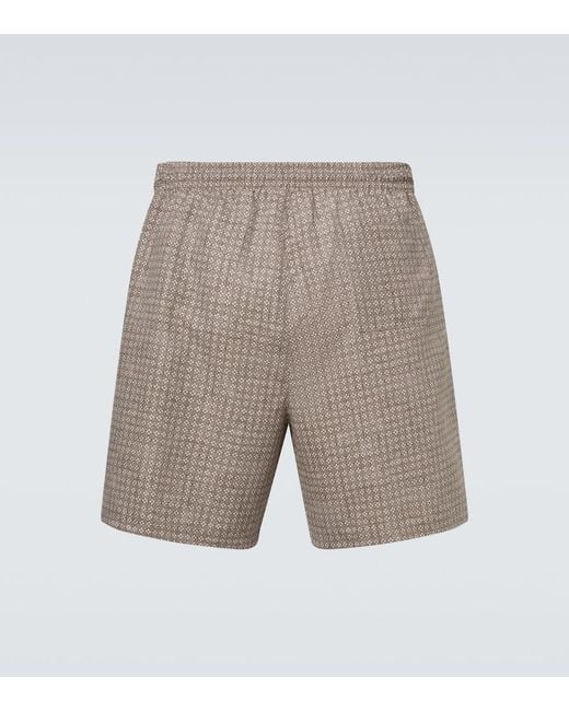 Brunello Cucinelli Gray Printed Swim Trunks for men