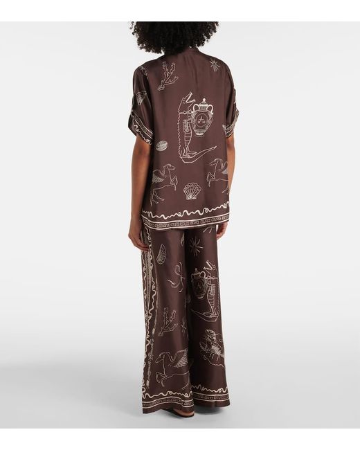 ALÉMAIS Brown Sammy Printed Silk Shirt