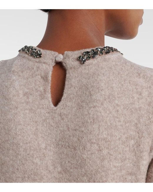 Velvet Natural Briana Embellished Wool-Blend Top