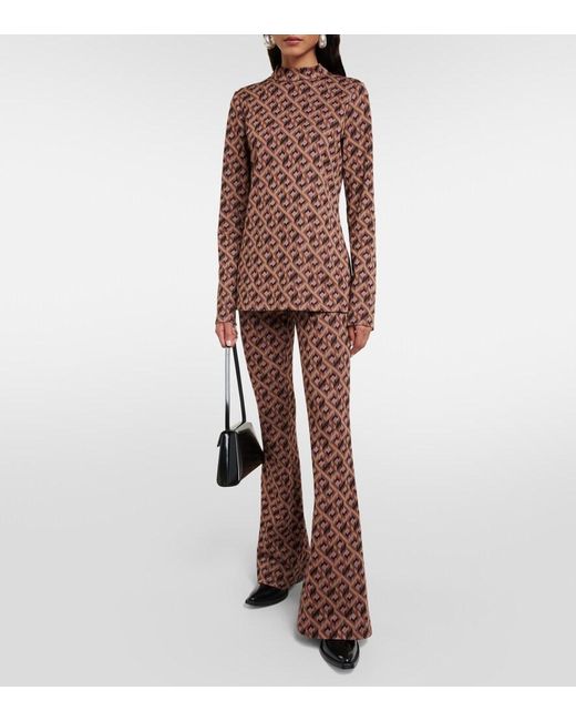 Diane von Furstenberg Brown Birdie Printed Top