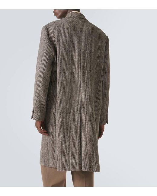 AURALEE Herringbone Wool-Alpaca Tweed Overcoat in Brown for AURALEE Herringbone Wool-Alpaca Tweed Overcoat in Brown for