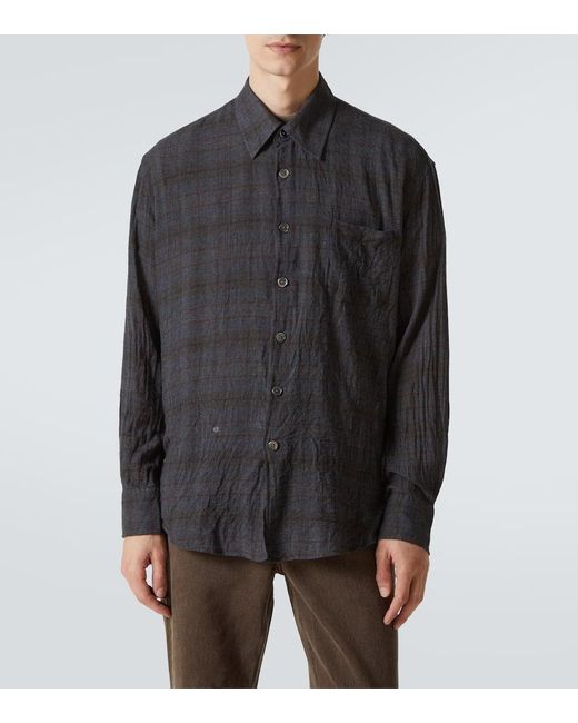 Our Legacy Black Above Checked Cotton-Blend Shirt for men