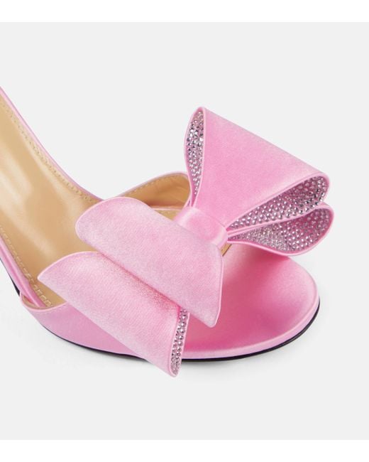 Mach & Mach Pink Le Cadeau Embellished Satin Sandals