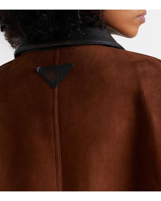 Prada Brown Leather-Trimmed Suede Field Jacket
