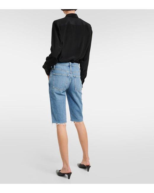 FRAME Blue The Cycling Denim Shorts
