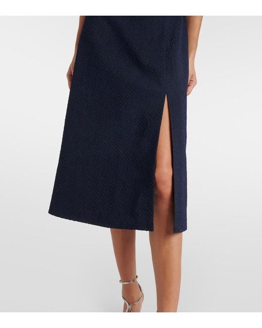 Emilia Wickstead Blue Pinah Cotton-Blend Boucle Midi Dress