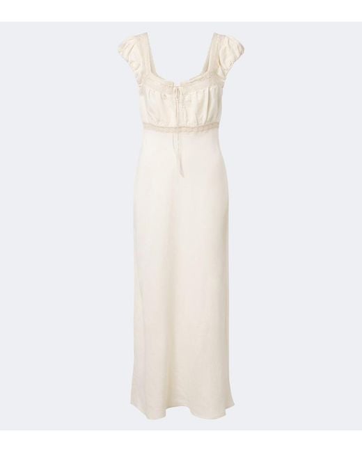 Rixo White Maeva Lace-Trimmed Linen-Blend Maxi Dress