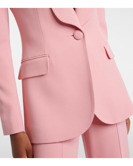 Elie Saab Pink Floral-Applique Cady Blazer