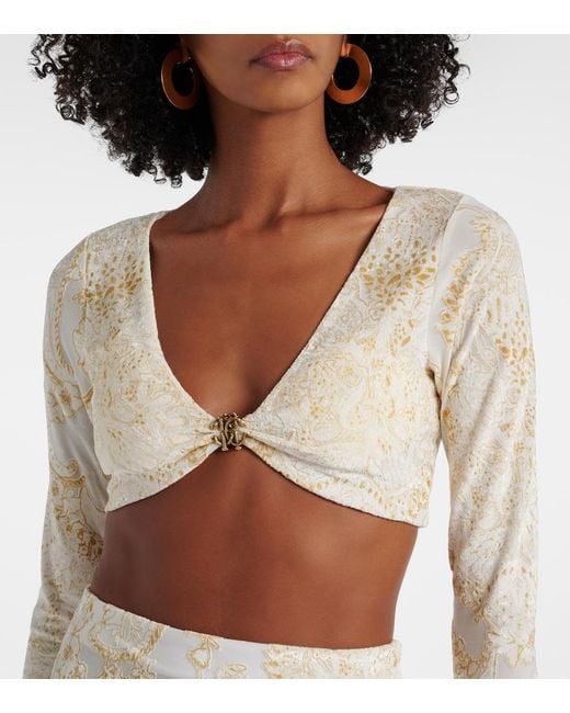 Roberto Cavalli Natural Embellished Top
