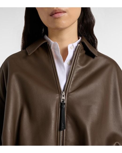 Loewe Brown Draped Leather Jacket