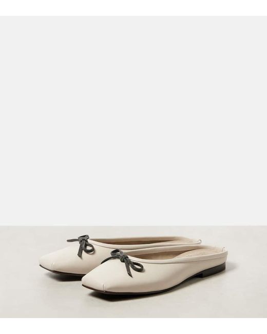 Brunello Cucinelli Natural Monili Leather Mules